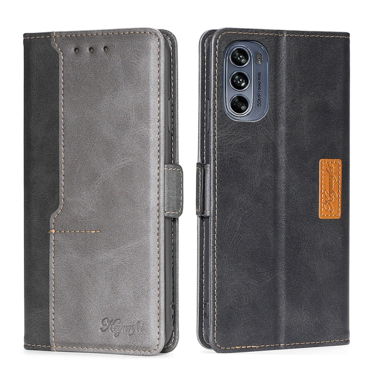 For Motorola Moto G62 5G Contrast Color Side Buckle Leather Phone Case