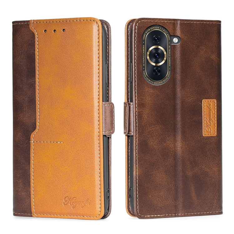 For Huawei nova 10 Pro Contrast Color Side Buckle Leather Phone Case