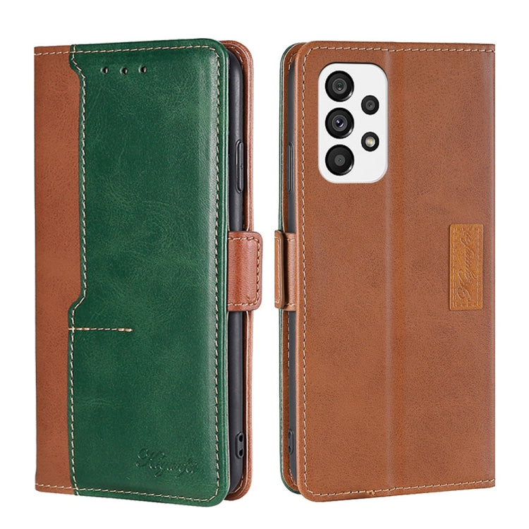 For Samsung Galaxy A73 5G Contrast Color Side Buckle Leather Phone Case