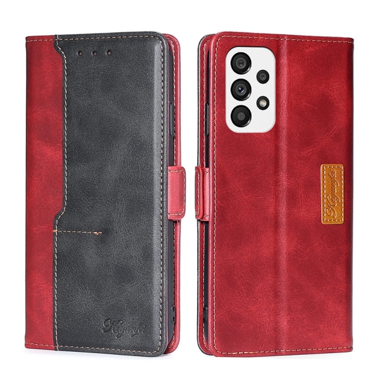 For Samsung Galaxy A73 5G Contrast Color Side Buckle Leather Phone Case