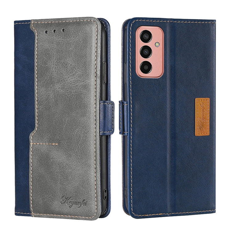 For Samsung Galaxy M13 Contrast Color Side Buckle Leather Phone Case