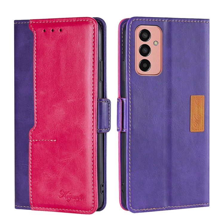 For Samsung Galaxy M13 Contrast Color Side Buckle Leather Phone Case