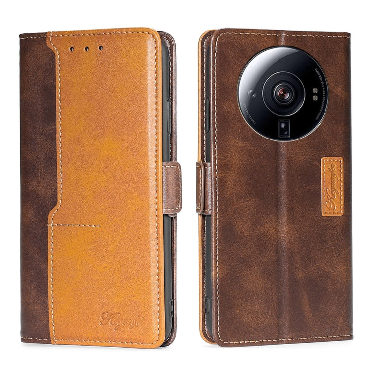 For Xiaomi 12S Ultra Contrast Color Side Buckle Leather Phone Case