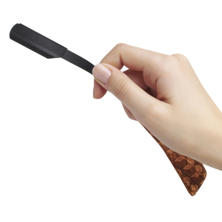 H-14 Men Classic Replaceable Blade Shaving Eyebrow Razor Male Grooming Accessory(Grid Texture Black Blade Holder)