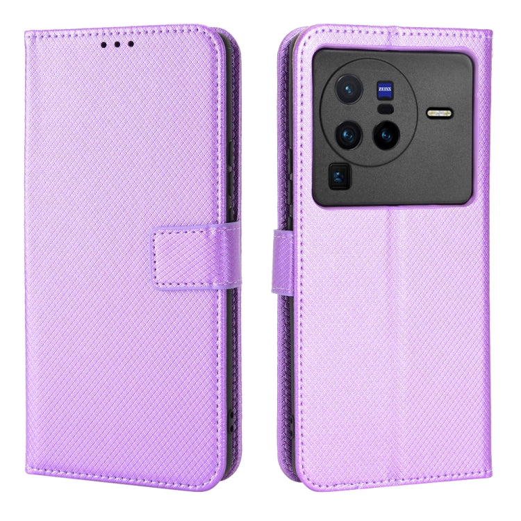 For vivo X80 Pro 5G Diamond Texture Leather Phone Case