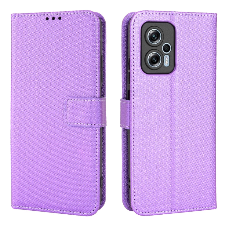 For Xiaomi Redmi Note 11T Pro 5G Diamond Texture Leather Phone Case