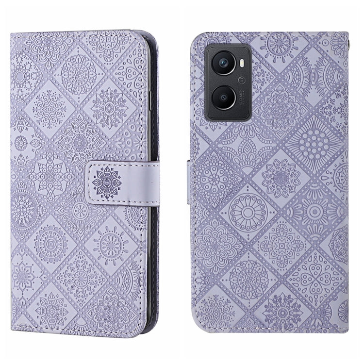 For OPPO A96 4G Ethnic Style Embossed Pattern Leather Phone Case