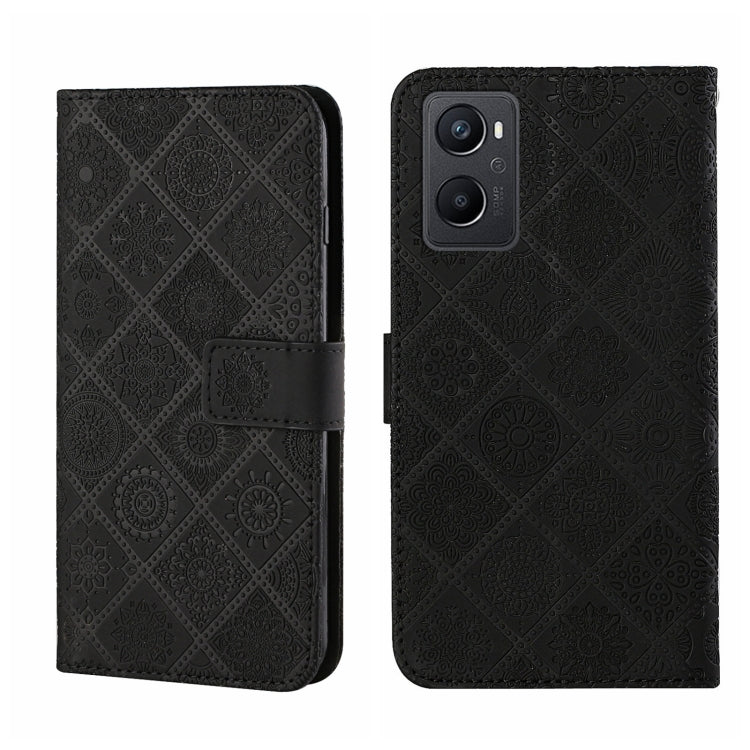 For OPPO A96 4G Ethnic Style Embossed Pattern Leather Phone Case