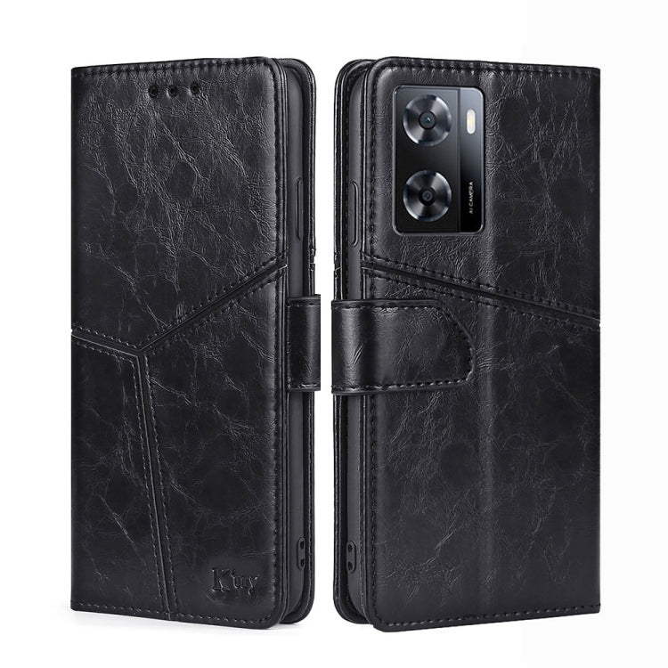 For OPPO A57 4G 2022 Geometric Stitching Horizontal Flip Leather Phone Case
