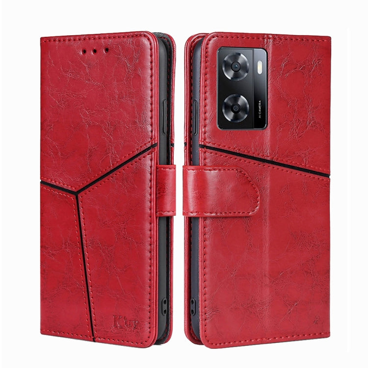 For OPPO A57 4G 2022 Geometric Stitching Horizontal Flip Leather Phone Case