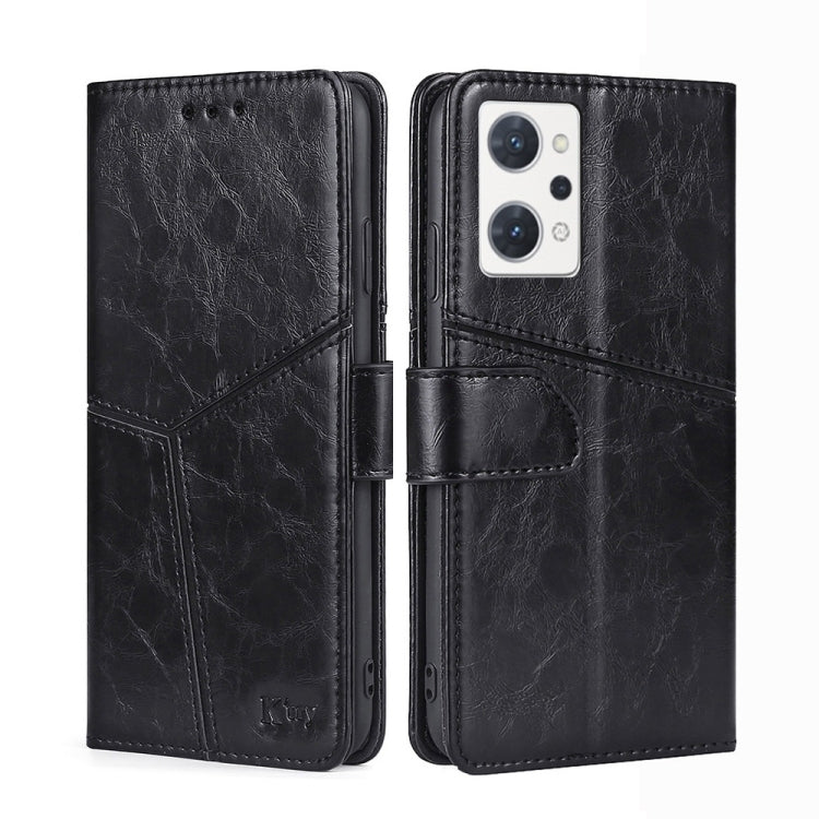 For OPPO Reno7 A JP Version Geometric Stitching Horizontal Flip Leather Phone Case