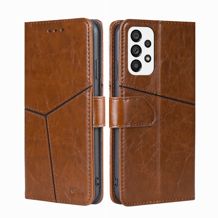For Samsung Galaxy A73 5G Geometric Stitching Horizontal Flip Leather Phone Case