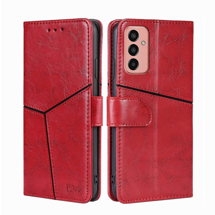 For Samsung Galaxy M13 Geometric Stitching Horizontal Flip Leather Phone Case