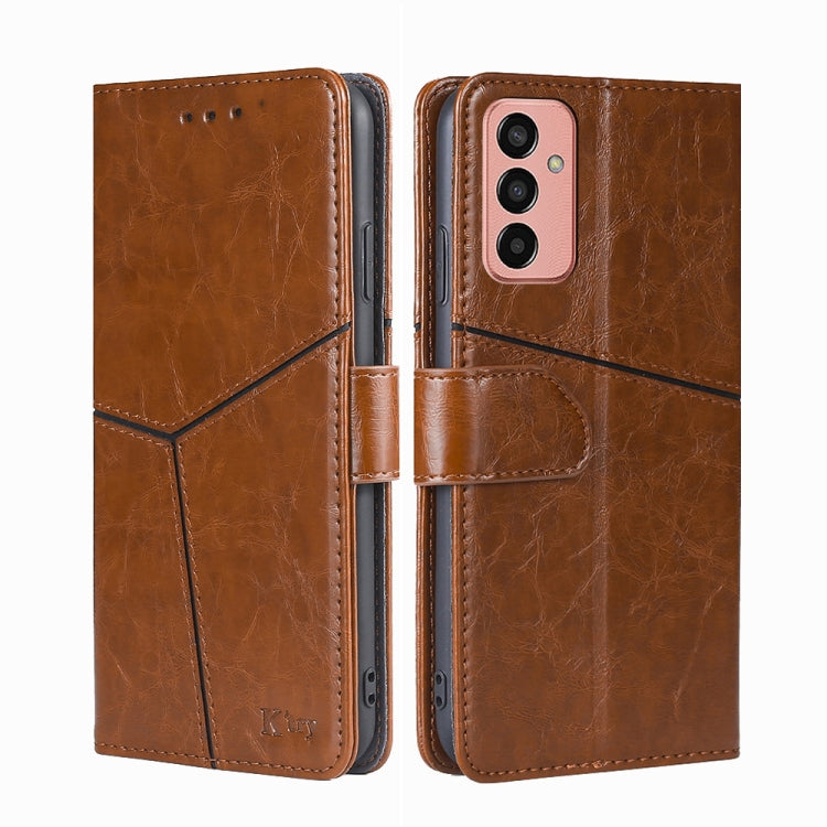 For Samsung Galaxy M13 Geometric Stitching Horizontal Flip Leather Phone Case