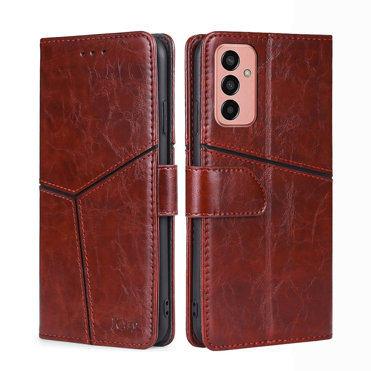 For Samsung Galaxy M13 Geometric Stitching Horizontal Flip Leather Phone Case