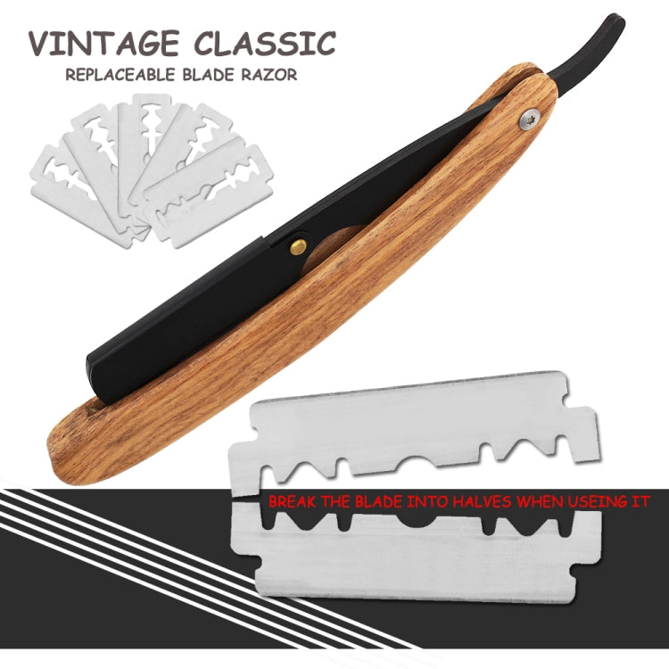 H-16 Men Classic Replaceable Blade Manual Shaver Folding Shaving Razor(Pale Wood Texture)