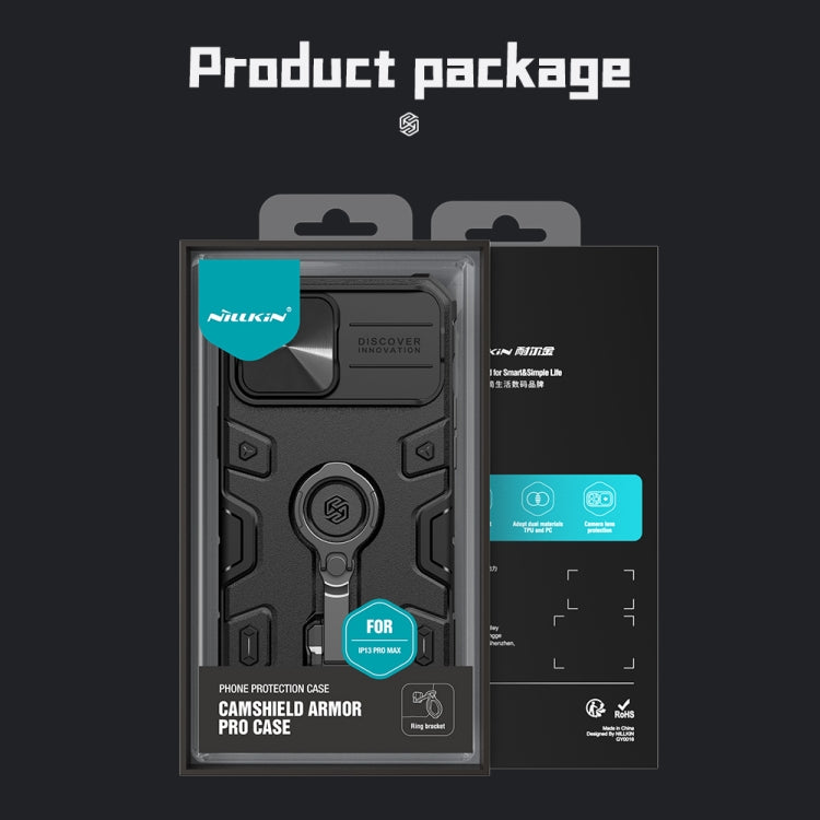For iPhone 13 Pro Max NILLKIN CamShield Armor Pro Phone Case with Ring Holder