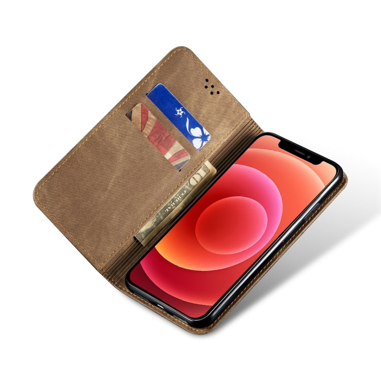 For iPhone 14 Pro Denim Texture Casual Style Leather Phone Case
