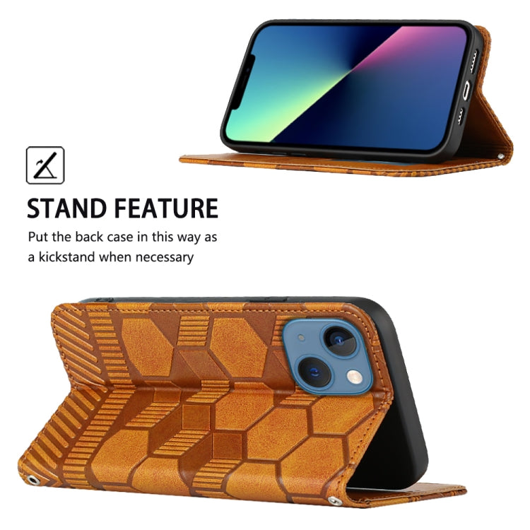 For iPhone 14 Football Texture Magnetic Leather Flip Phone Case