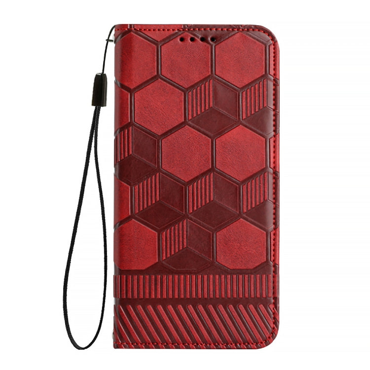 For iPhone 14 Plus Football Texture Magnetic Leather Flip Phone Case