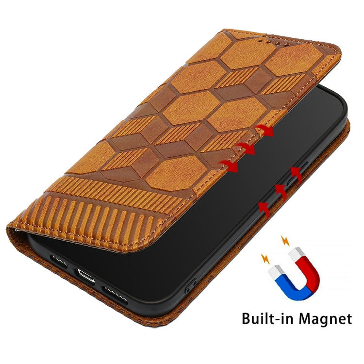 For iPhone 14 Plus Football Texture Magnetic Leather Flip Phone Case