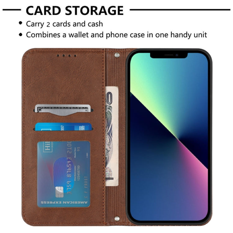 For iPhone 14 Plus Football Texture Magnetic Leather Flip Phone Case