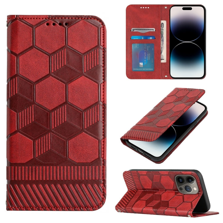For iPhone 14 Pro Football Texture Magnetic Leather Flip Phone Case