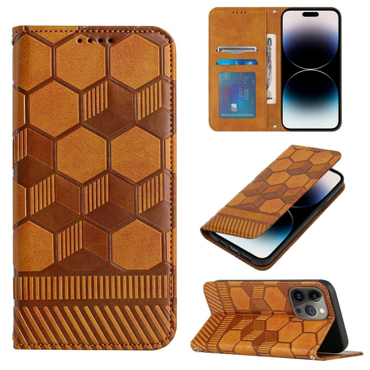 For iPhone 14 Pro Football Texture Magnetic Leather Flip Phone Case