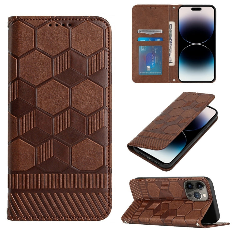 For iPhone 14 Pro Football Texture Magnetic Leather Flip Phone Case