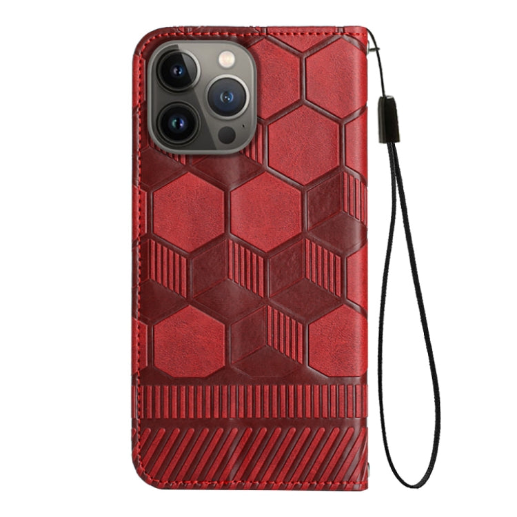 For iPhone 14 Pro Max Football Texture Magnetic Leather Flip Phone Case