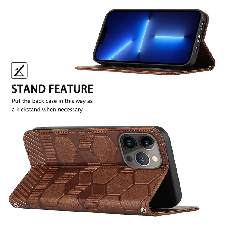 For iPhone 14 Pro Max Football Texture Magnetic Leather Flip Phone Case