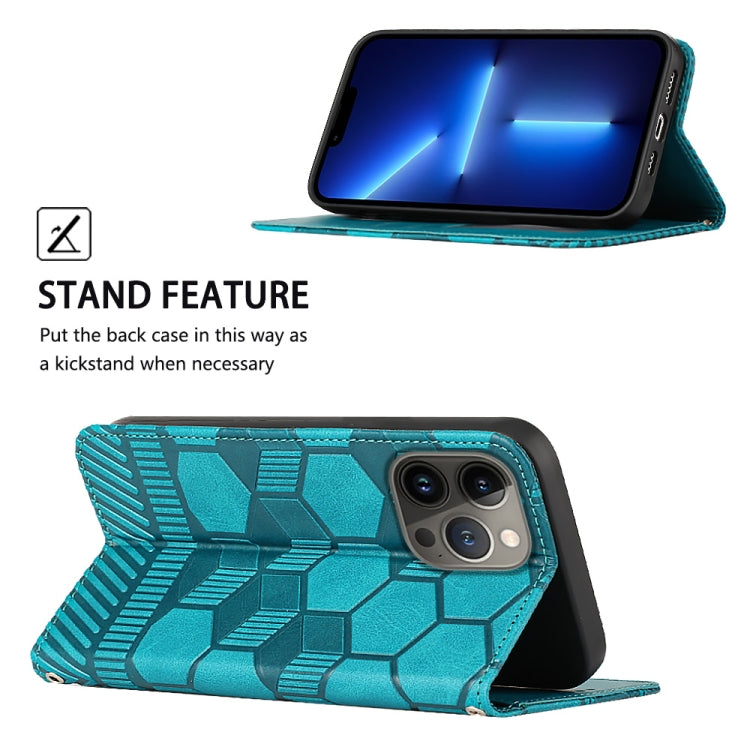 For iPhone 14 Pro Max Football Texture Magnetic Leather Flip Phone Case