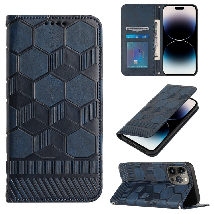 For iPhone 14 Pro Max Football Texture Magnetic Leather Flip Phone Case