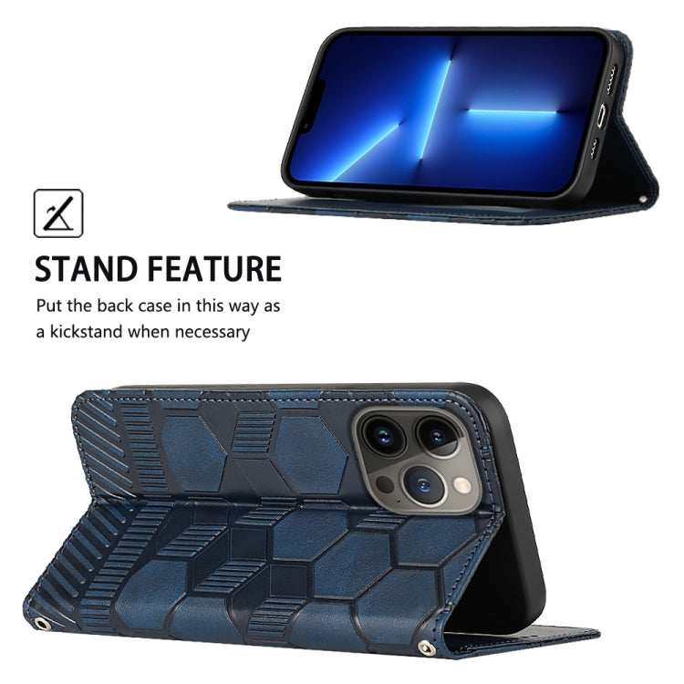For iPhone 14 Pro Max Football Texture Magnetic Leather Flip Phone Case