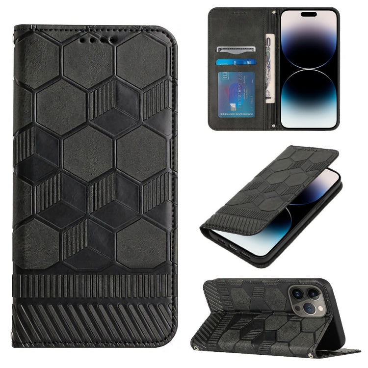 For iPhone 14 Pro Max Football Texture Magnetic Leather Flip Phone Case