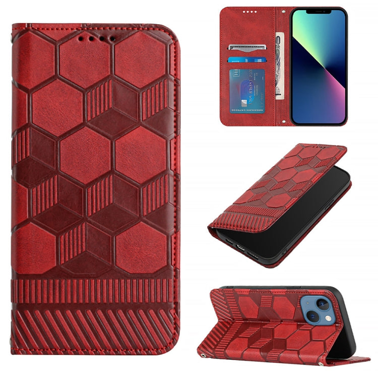 For iPhone 13 Football Texture Magnetic Leather Flip Phone Case