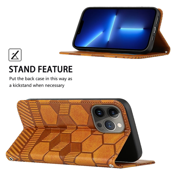 For iPhone 13 Pro Football Texture Magnetic Leather Flip Phone Case