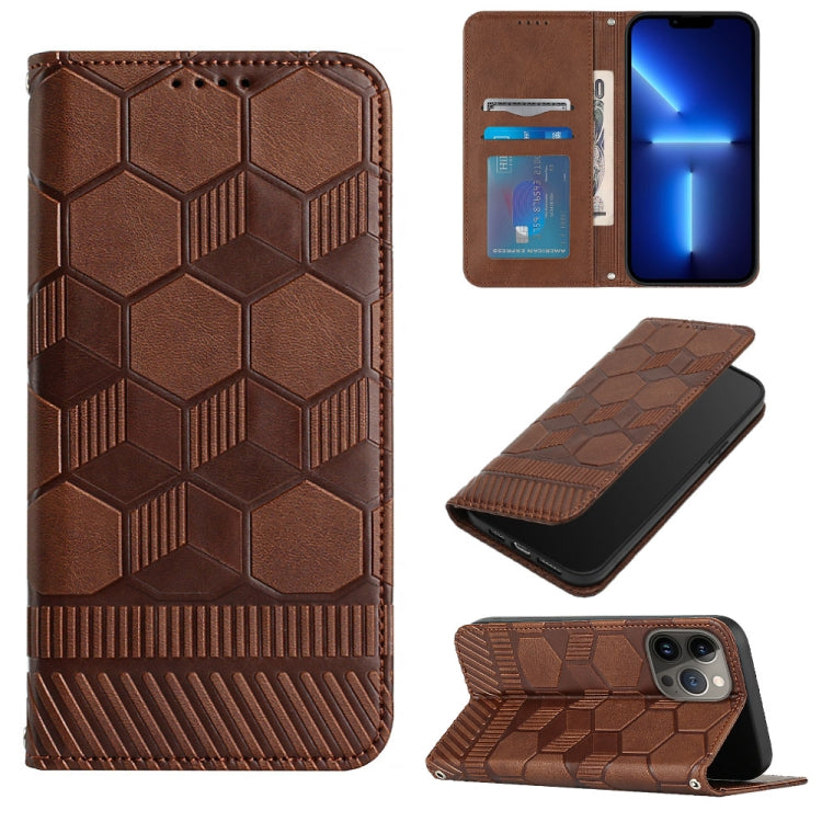 For iPhone 13 Pro Football Texture Magnetic Leather Flip Phone Case