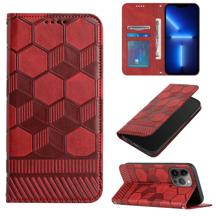 For iPhone 13 Pro Max Football Texture Magnetic Leather Flip Phone Case