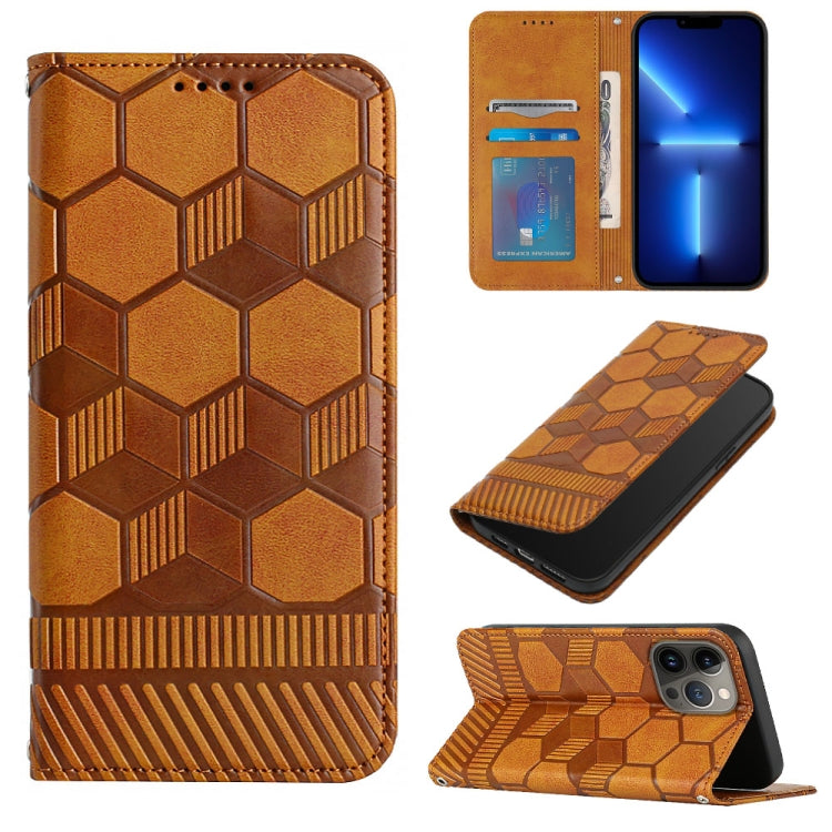 For iPhone 13 Pro Max Football Texture Magnetic Leather Flip Phone Case