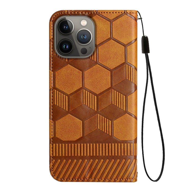 For iPhone 13 Pro Max Football Texture Magnetic Leather Flip Phone Case