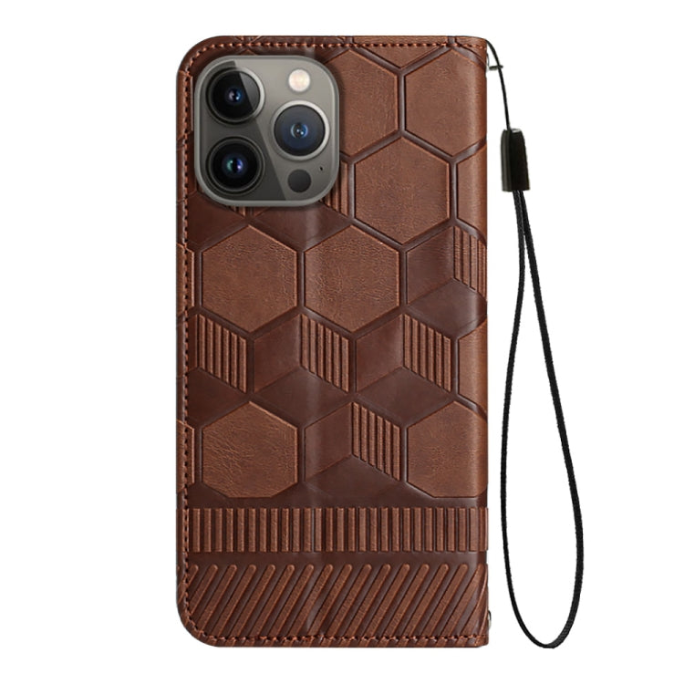 For iPhone 13 Pro Max Football Texture Magnetic Leather Flip Phone Case