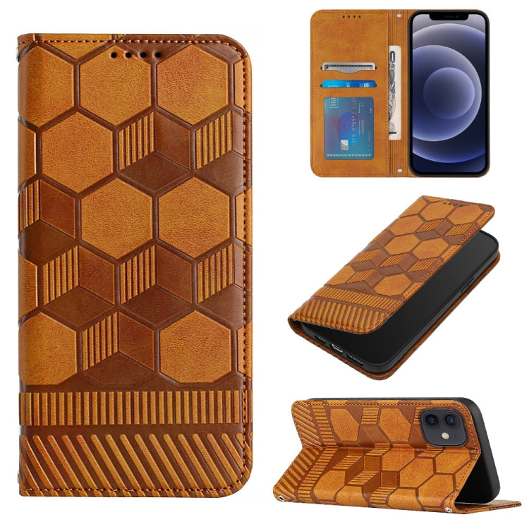 For iPhone 12 mini Football Texture Magnetic Leather Flip Phone Case