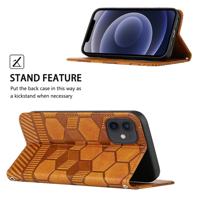 For iPhone 12 mini Football Texture Magnetic Leather Flip Phone Case