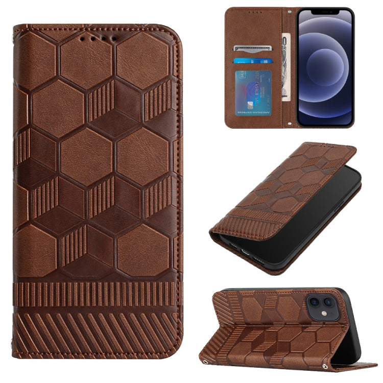 For iPhone 12 mini Football Texture Magnetic Leather Flip Phone Case