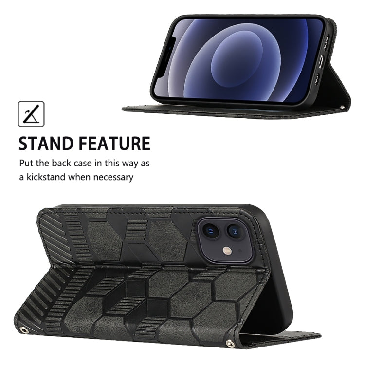 For iPhone 12 mini Football Texture Magnetic Leather Flip Phone Case