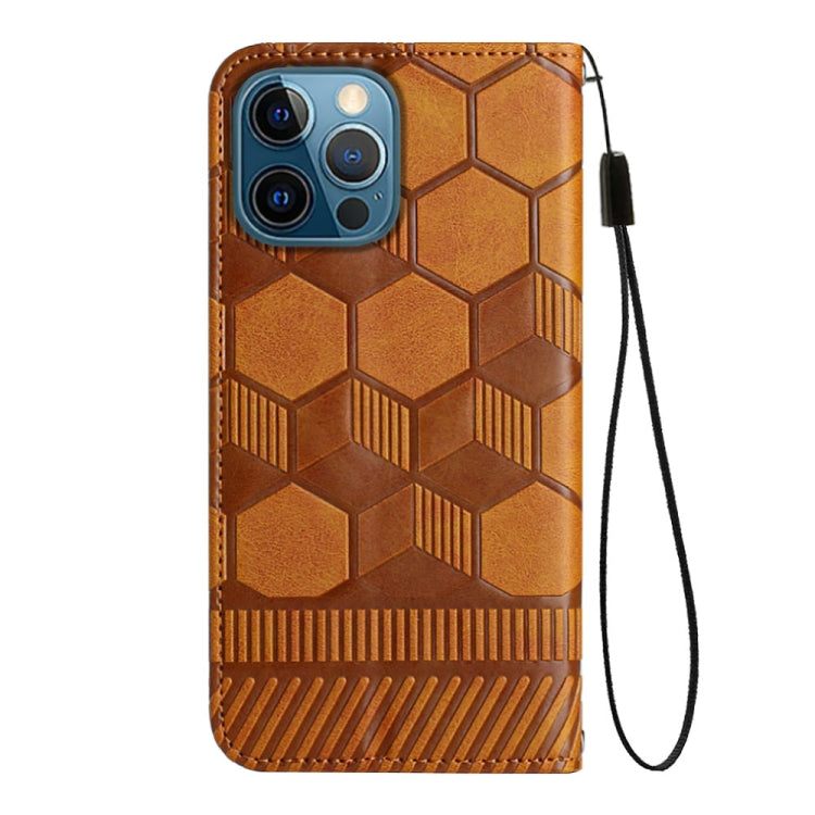 For iPhone 12 / 12 Pro Football Texture Magnetic Leather Flip Phone Case