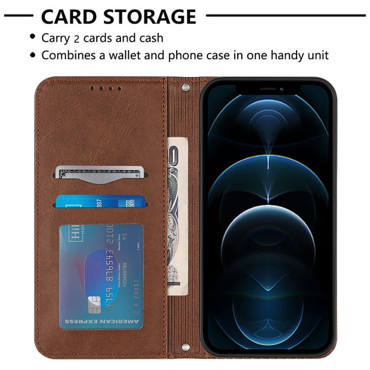 For iPhone 12 / 12 Pro Football Texture Magnetic Leather Flip Phone Case