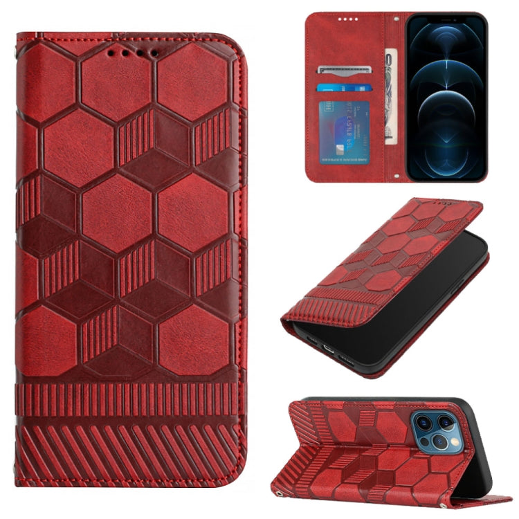 For iPhone 12 Pro Max Football Texture Magnetic Leather Flip Phone Case