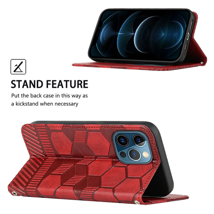 For iPhone 12 Pro Max Football Texture Magnetic Leather Flip Phone Case